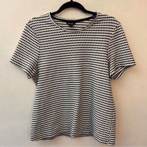 Saint + Sofia white/black short sleeve crew neck knit top size 14